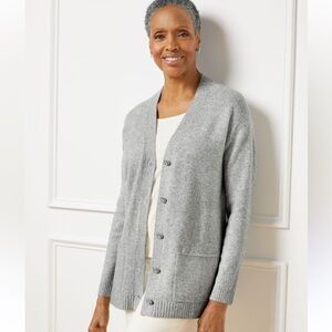 Talbots women’s gray jewel button cardigan sweater size xsmall .